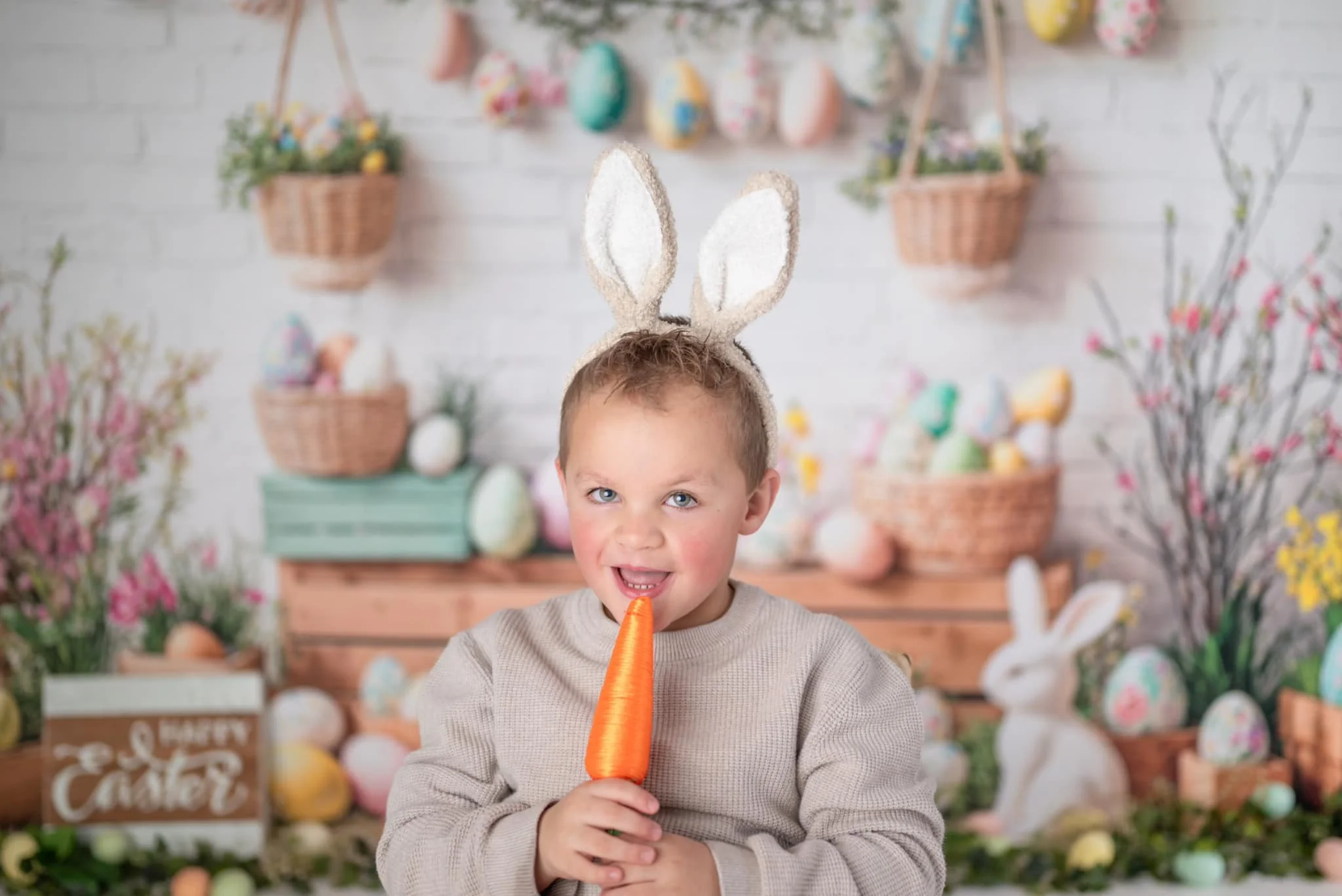Kate Easter Bunny Floral Egg Rustic Backdrop Designed by Emetselch - Image 8