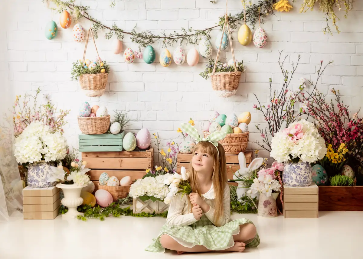 Kate Easter Bunny Floral Egg Rustic Backdrop Designed by Emetselch - Image 9