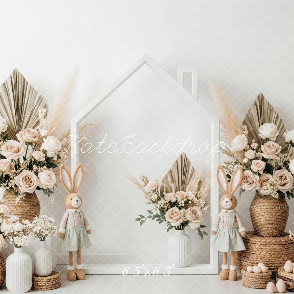 Kate Easter Bunny Floral Eggs Neutral Backdrop Designed by Patty Robert - Image 2