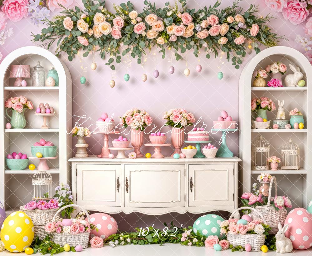 Kate Easter Bunny Garland Eggs Pink Fleece Backdrop Designed by Patty Robert - Image 3