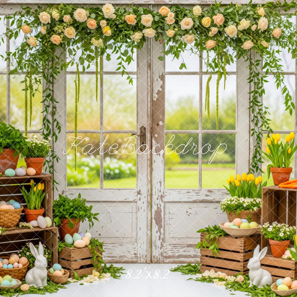 Kate Easter Bunny Floral Eggs Rustic Window Backdrop Designed by Patty Robert - Image 5