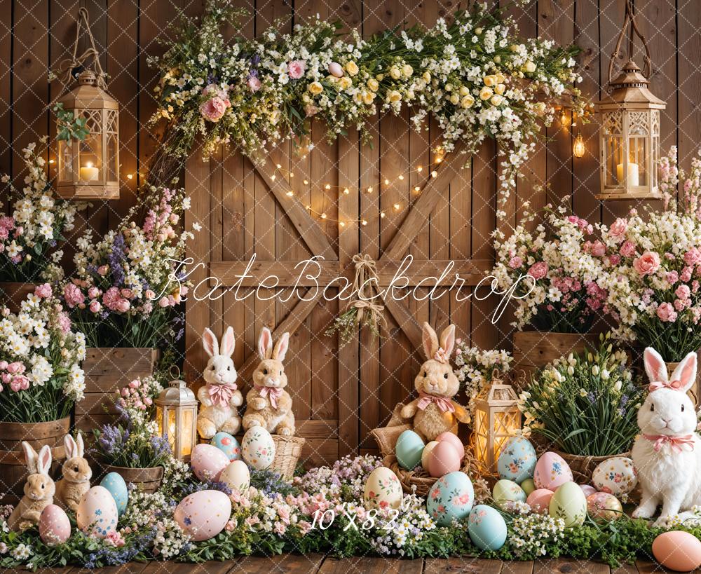 Kate Easter Bunny Floral Eggs Wood Backdrop Designed by Emetselch - Image 7