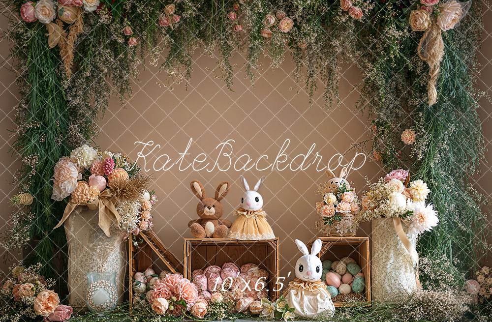 Kate Easter Bunny Floral Fleece Backdrop Designed by Emetselch - Image 2