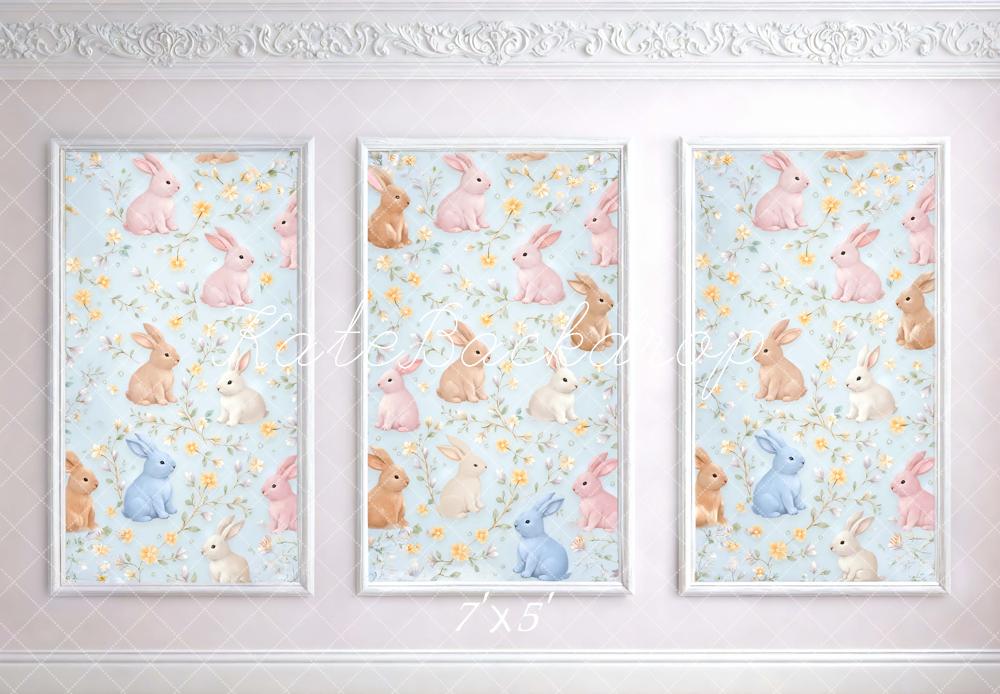 Kate Easter Bunny Floral Frame Wall Backdrop Designed by Mini MakeBelieve