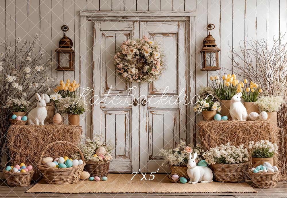 Kate Easter Bunny Floral Rustic Door Backdrop Designed by Emetselch - Image 2