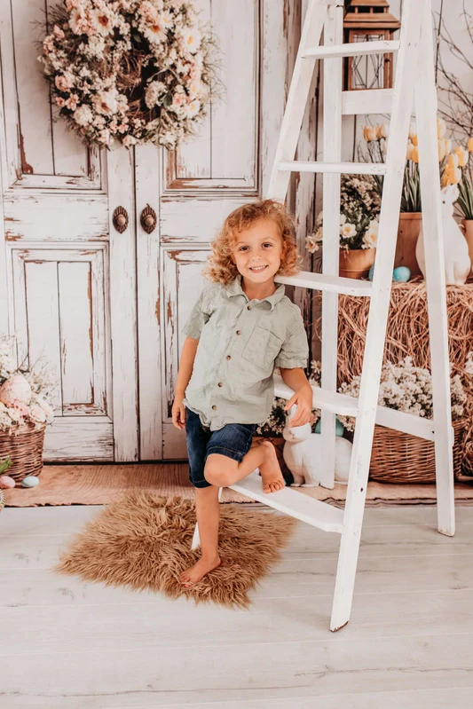 Kate Easter Bunny Floral Rustic Door Backdrop Designed by Emetselch - Image 3