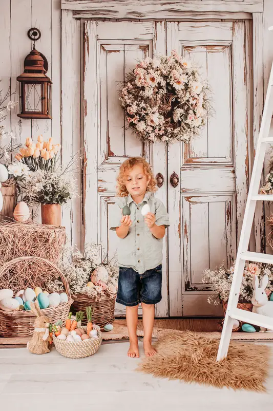 Kate Easter Bunny Floral Rustic Door Backdrop Designed by Emetselch - Image 5