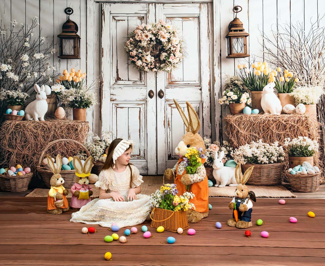 Kate Easter Bunny Floral Rustic Door Backdrop Designed by Emetselch - Image 6