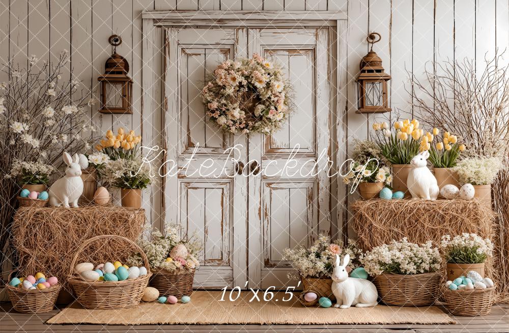 Kate Easter Bunny Floral Rustic Door Backdrop Designed by Emetselch - Image 9
