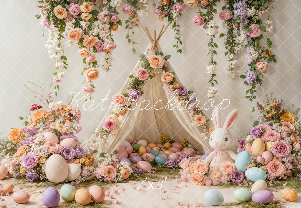 Kate Easter Bunny Floral Tent Colorful Backdrop Designed by Emetselch - Image 2