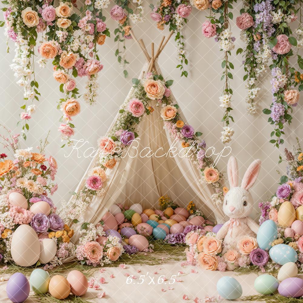 Kate Easter Bunny Floral Tent Colorful Backdrop Designed by Emetselch - Image 3