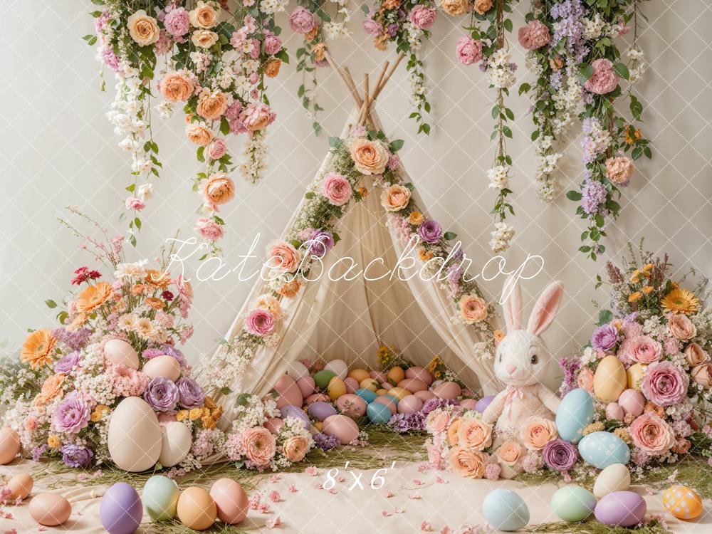 Kate Easter Bunny Floral Tent Colorful Backdrop Designed by Emetselch - Image 4