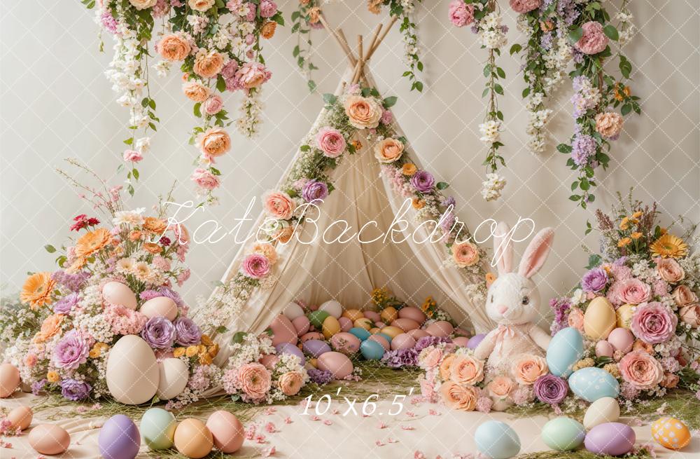 Kate Easter Bunny Floral Tent Colorful Backdrop Designed by Emetselch - Image 5