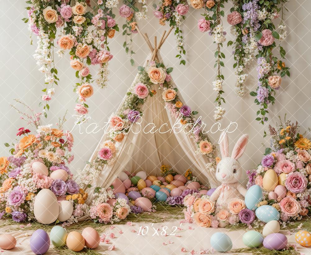 Kate Easter Bunny Floral Tent Colorful Backdrop Designed by Emetselch - Image 6