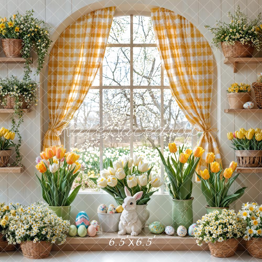 Kate Easter Bunny Floral Window Curtain Backdrop Designed by Emetselch - Image 4
