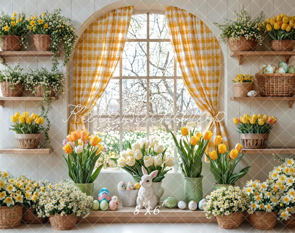 Kate Easter Bunny Floral Window Curtain Backdrop Designed by Emetselch - Image 5