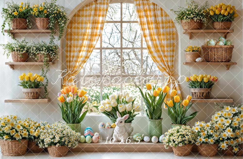 Kate Easter Bunny Floral Window Curtain Backdrop Designed by Emetselch - Image 6