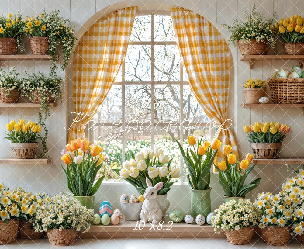 Kate Easter Bunny Floral Window Curtain Backdrop Designed by Emetselch - Image 7