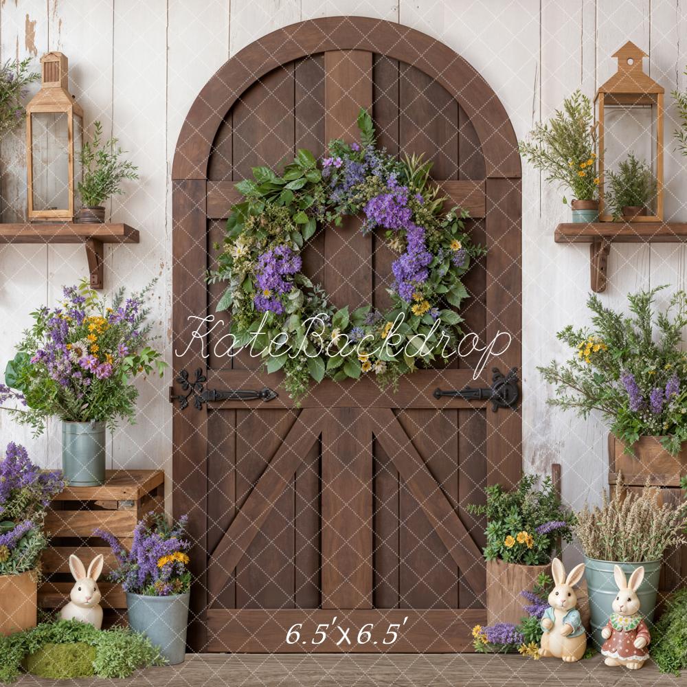 Kate Easter Bunny Floral Wooden Arch Door Backdrop Designed by Emetselch - Image 2