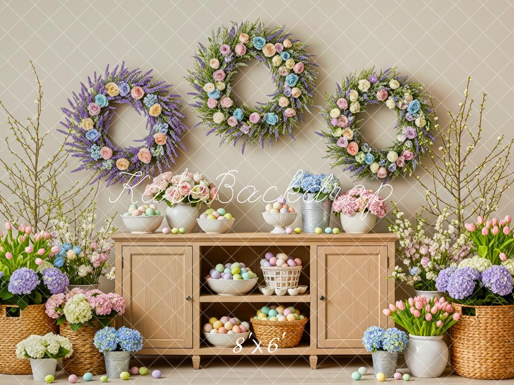 Kate Easter Bunny Floral Wreaths Cabinet Eggs Backdrop Designed by Patty Robert - Image 3