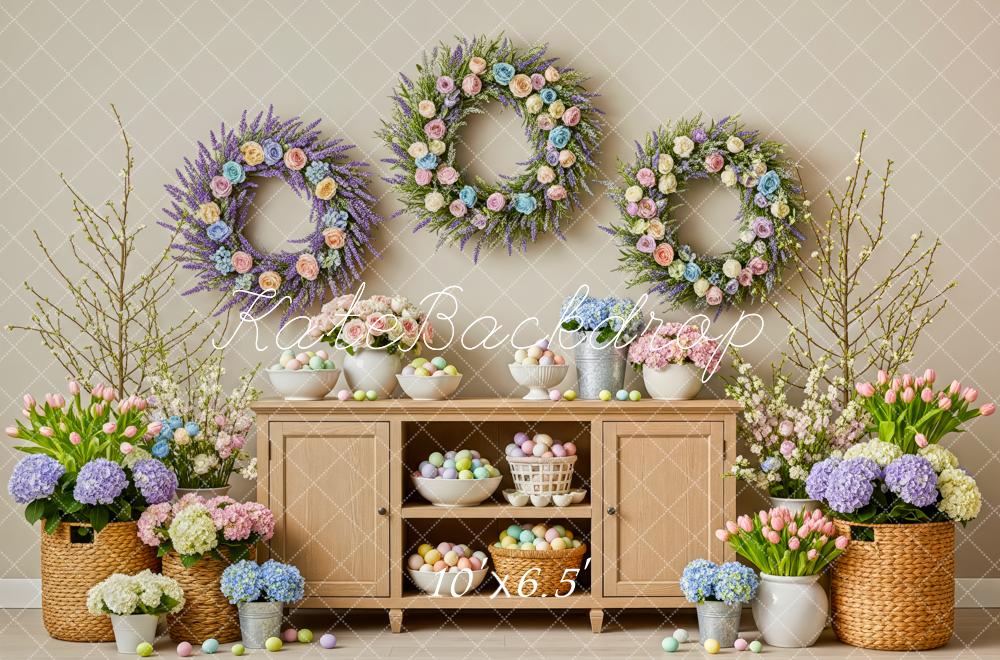Kate Easter Bunny Floral Wreaths Cabinet Eggs Backdrop Designed by Patty Robert - Image 4