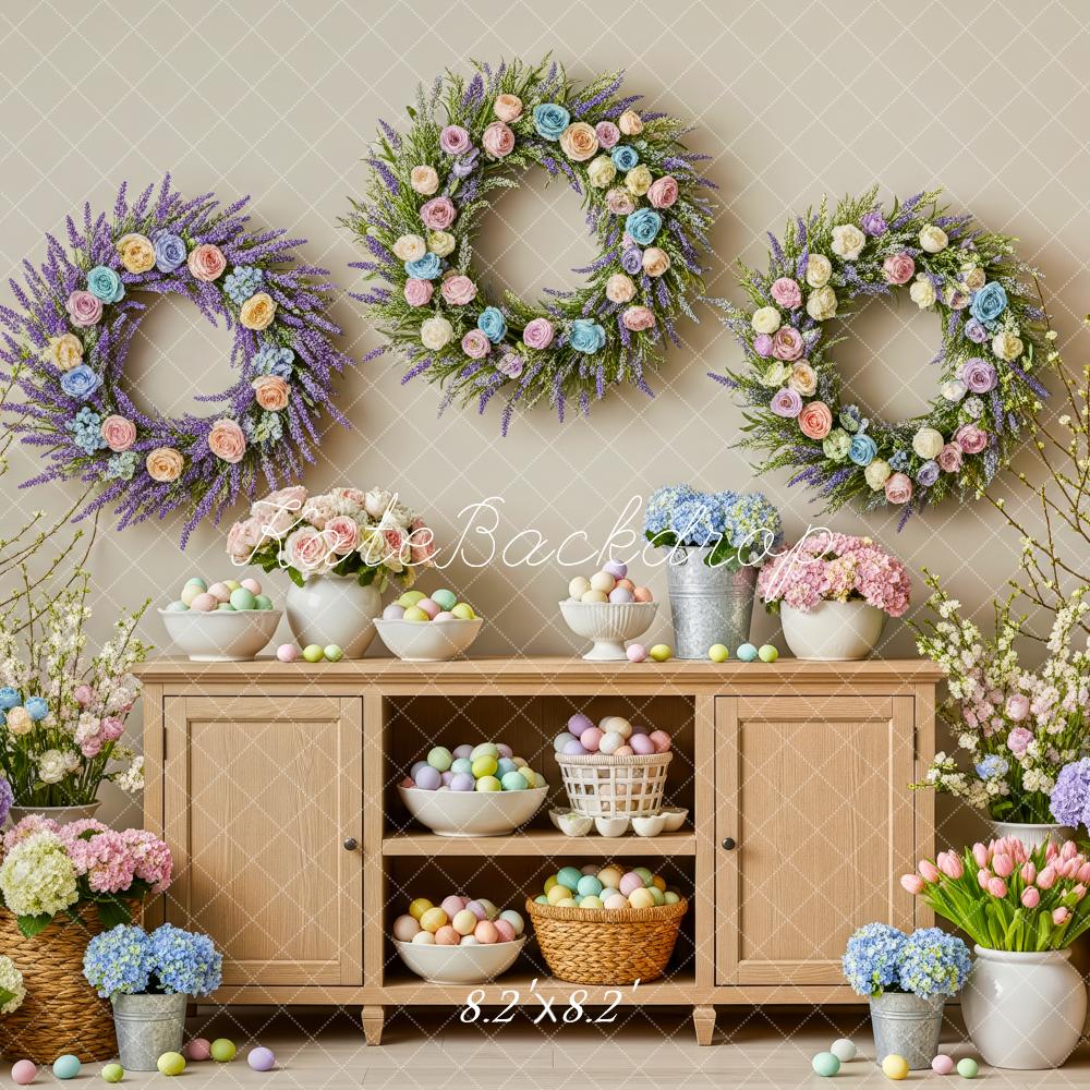 Kate Easter Bunny Floral Wreaths Cabinet Eggs Backdrop Designed by Patty Robert - Image 5