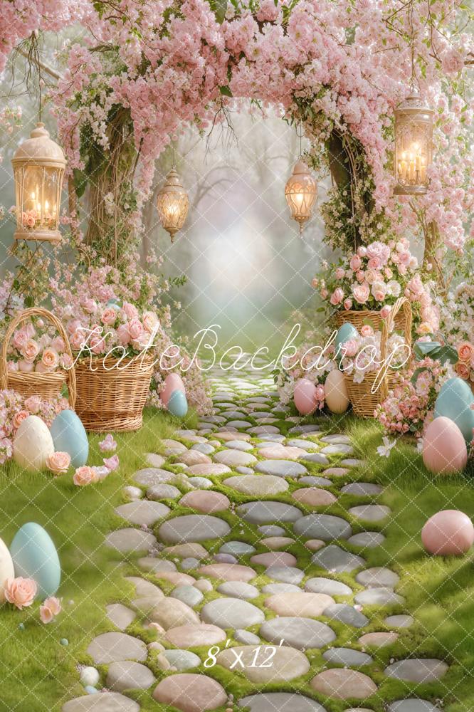 Kate Easter Bunny Flower Arch Cobblestone Path Backdrop Designed by Emetselch - Image 12