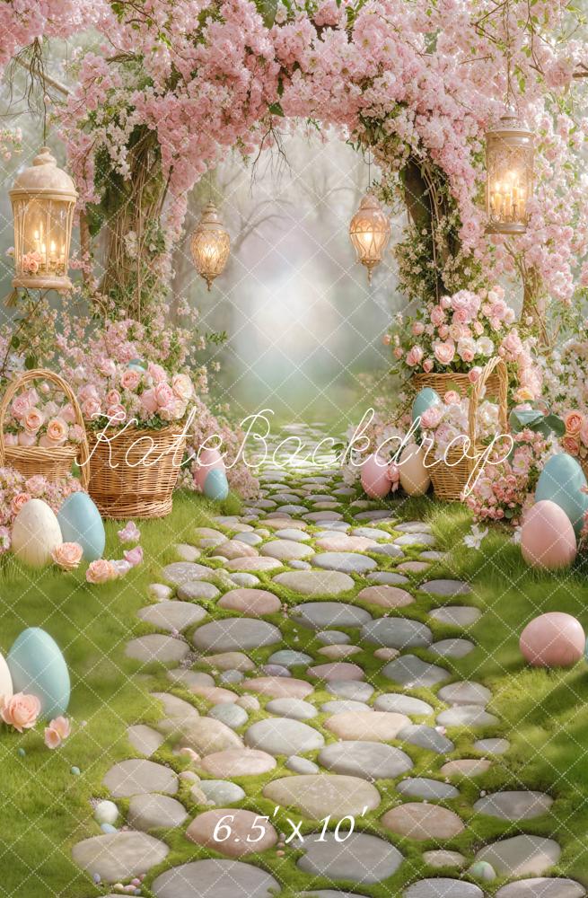 Kate Easter Bunny Flower Arch Cobblestone Path Backdrop Designed by Emetselch - Image 4