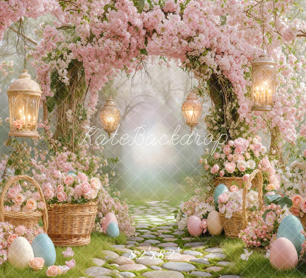 Kate Easter Bunny Flower Arch Cobblestone Path Backdrop Designed by Emetselch - Image 5