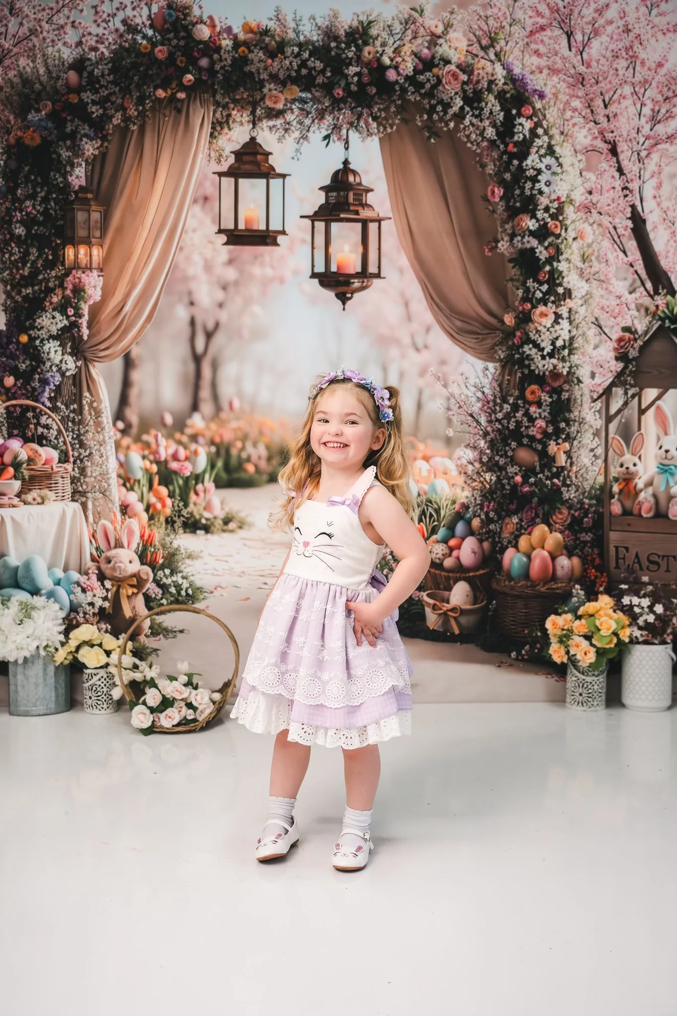 Kate Easter Bunny Floral Arch Eggs Backdrop Designed by Emetselch - Image 3