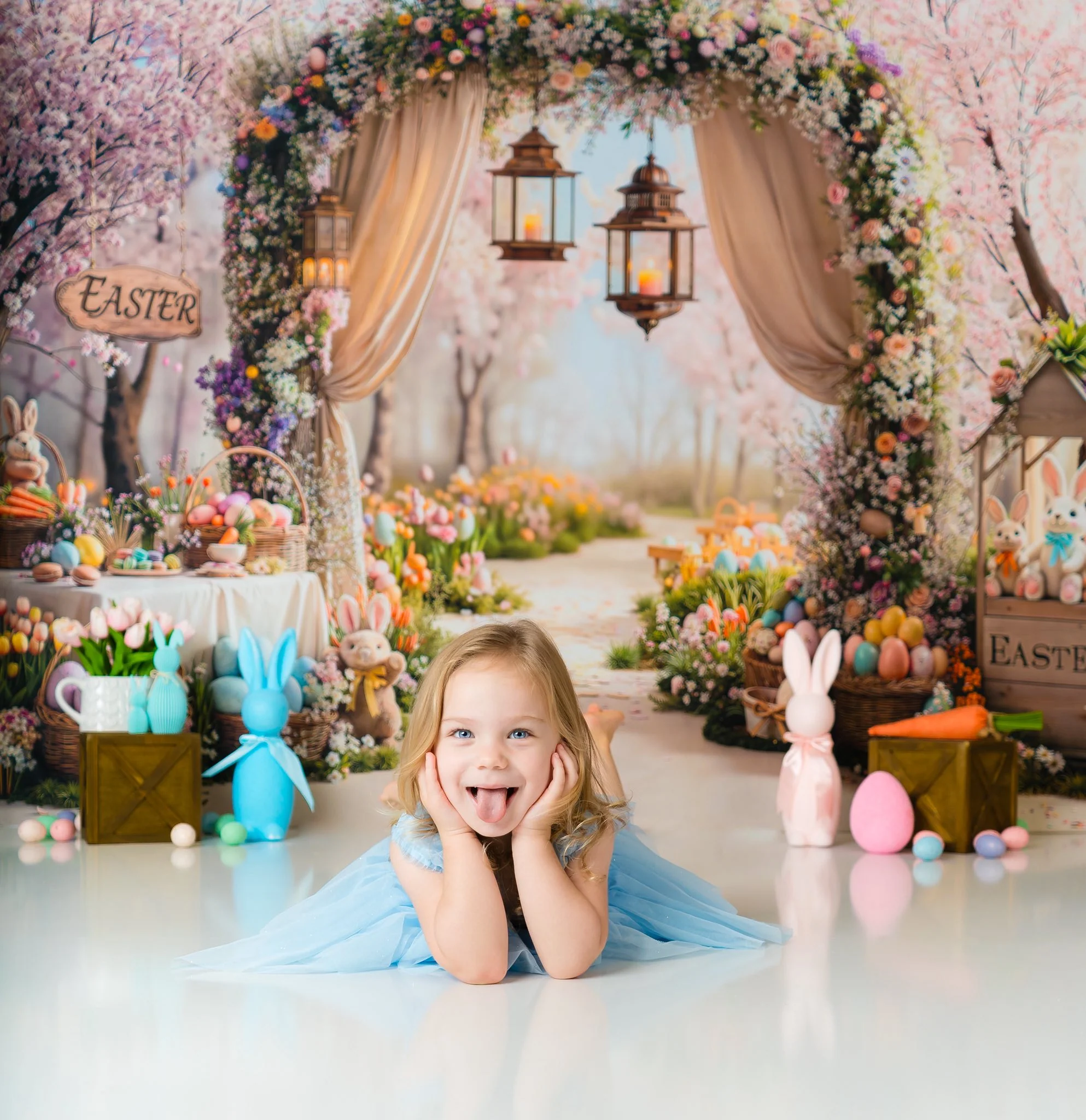 Kate Easter Bunny Floral Arch Eggs Backdrop Designed by Emetselch - Image 4