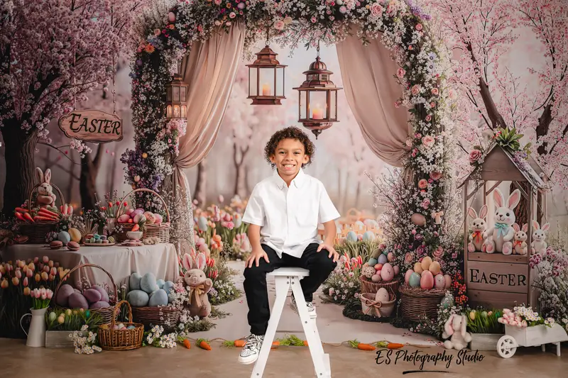 Kate Easter Bunny Floral Arch Eggs Backdrop Designed by Emetselch - Image 5