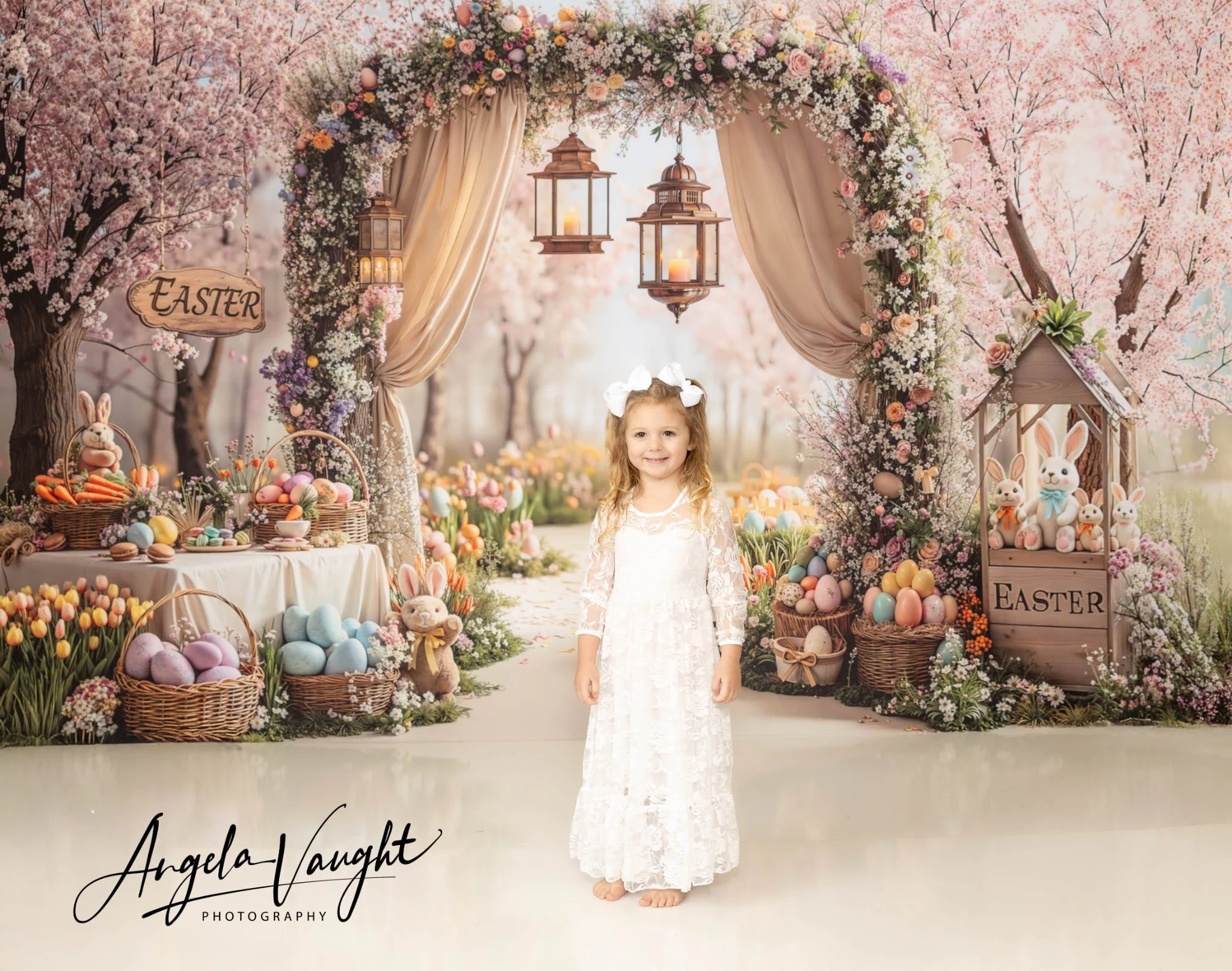 Kate Easter Bunny Floral Arch Eggs Backdrop Designed by Emetselch - Image 7