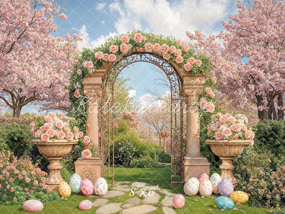 Kate Easter Bunny Flower Arch Garden Eggs Pink Backdrop Designed by Emetselch - Image 3
