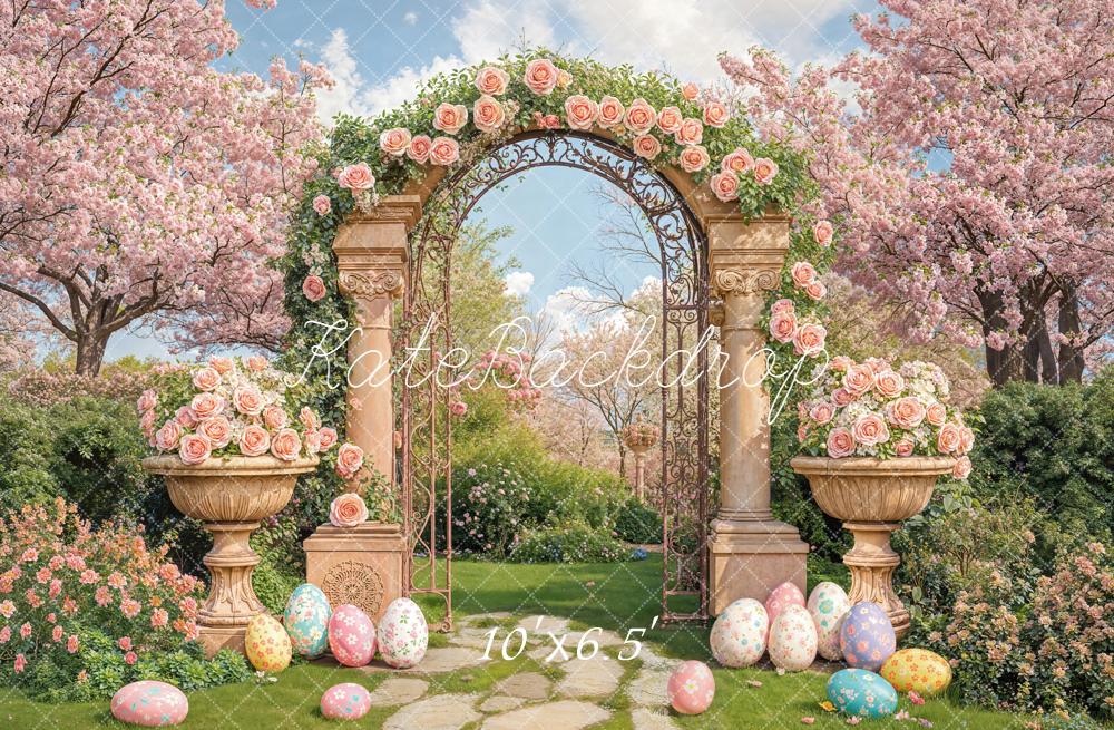 Kate Easter Bunny Flower Arch Garden Eggs Pink Backdrop Designed by Emetselch - Image 4