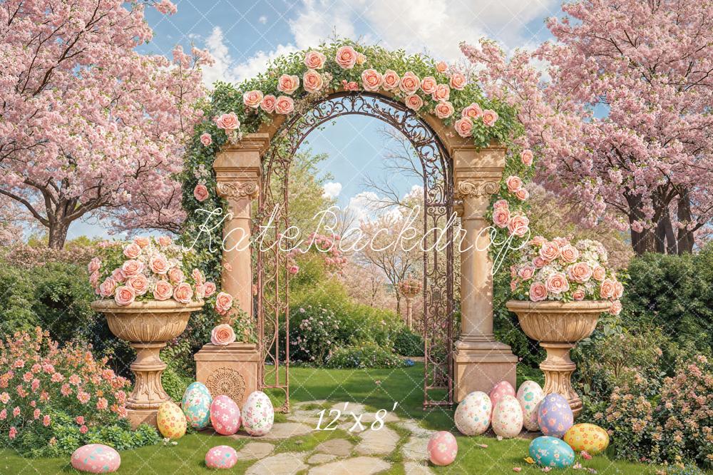 Kate Easter Bunny Flower Arch Garden Eggs Pink Backdrop Designed by Emetselch - Image 8
