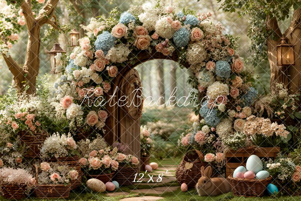 Kate Easter Bunny Flower Arch Garden Fleece Backdrop Designed by Emstselch - Image 4