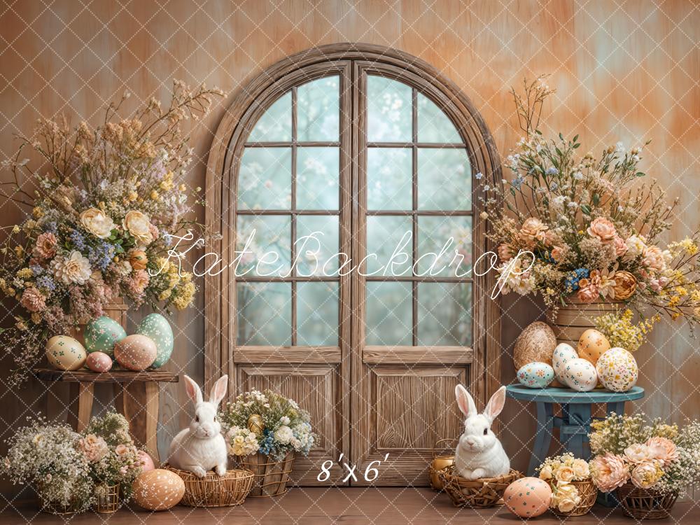 Kate Easter Bunny Flower Arch Vintage Fleece Backdrop Designed by Emetselch - Image 2