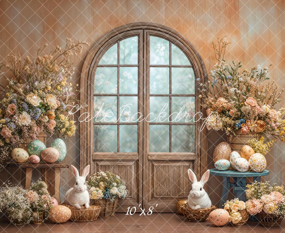 Kate Easter Bunny Flower Arch Vintage Fleece Backdrop Designed by Emetselch - Image 3