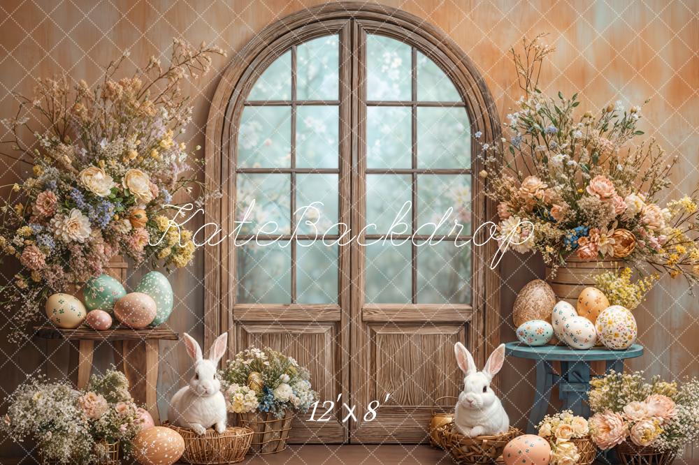 Kate Easter Bunny Flower Arch Vintage Fleece Backdrop Designed by Emetselch - Image 4