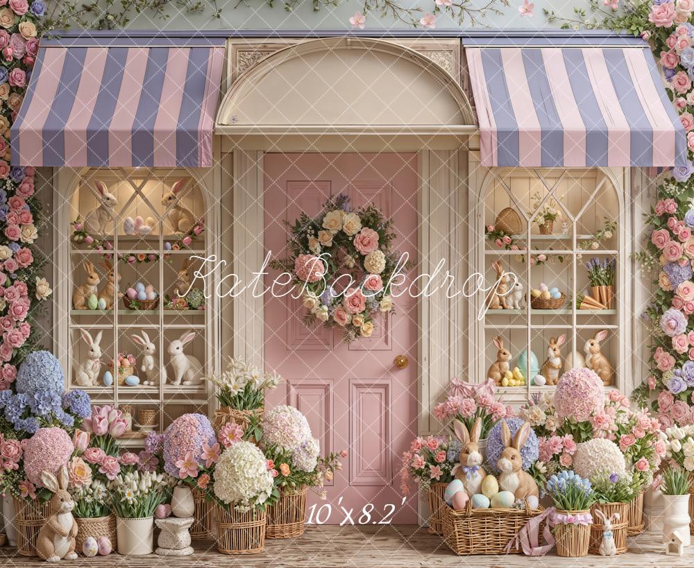 Kate Easter Bunny Flower Shop Pastel Fleece Backdrop Designed by Emetselch - Image 3
