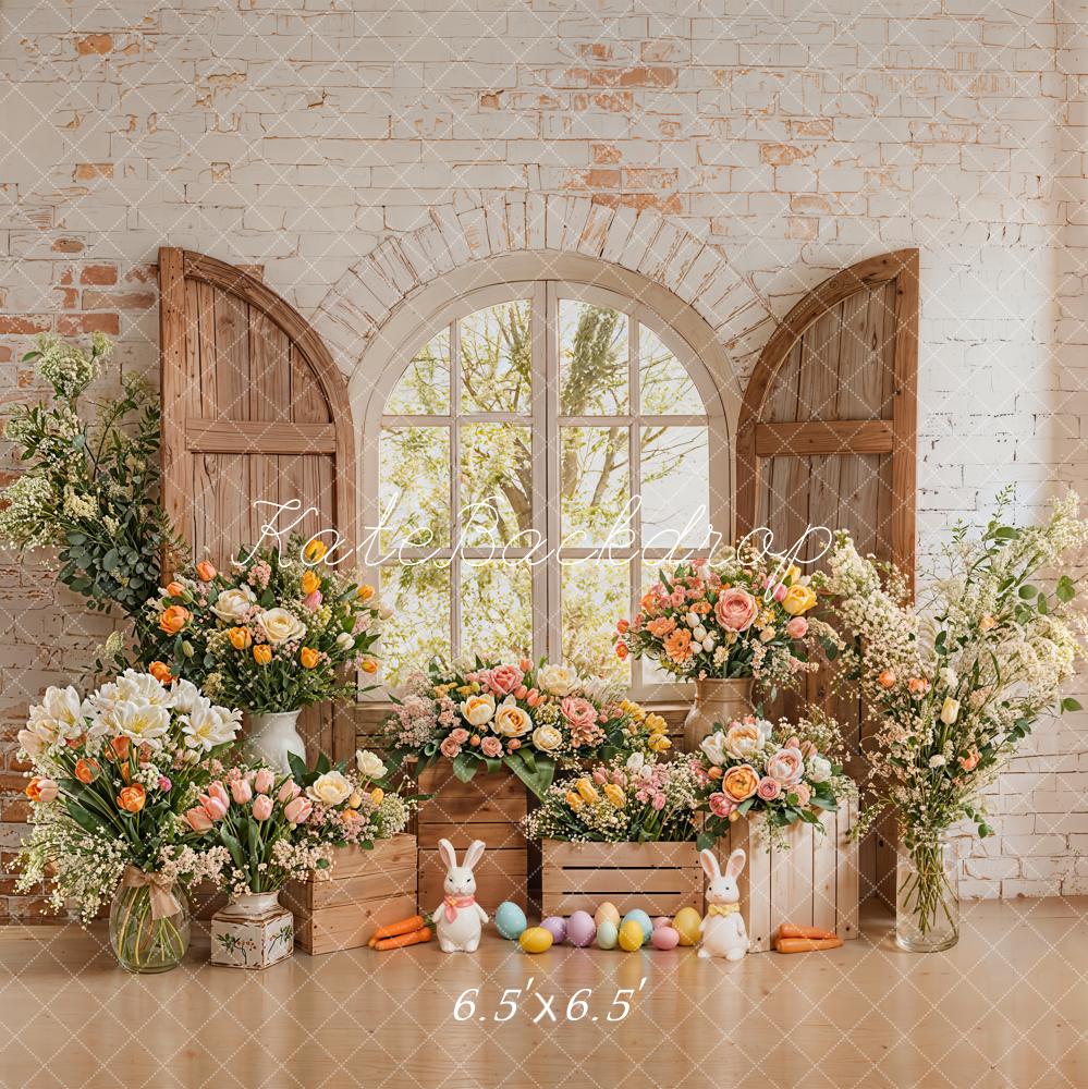 Kate Easter Bunny Flower Wooden Window Backdrop Designed by Emetselch - Image 2