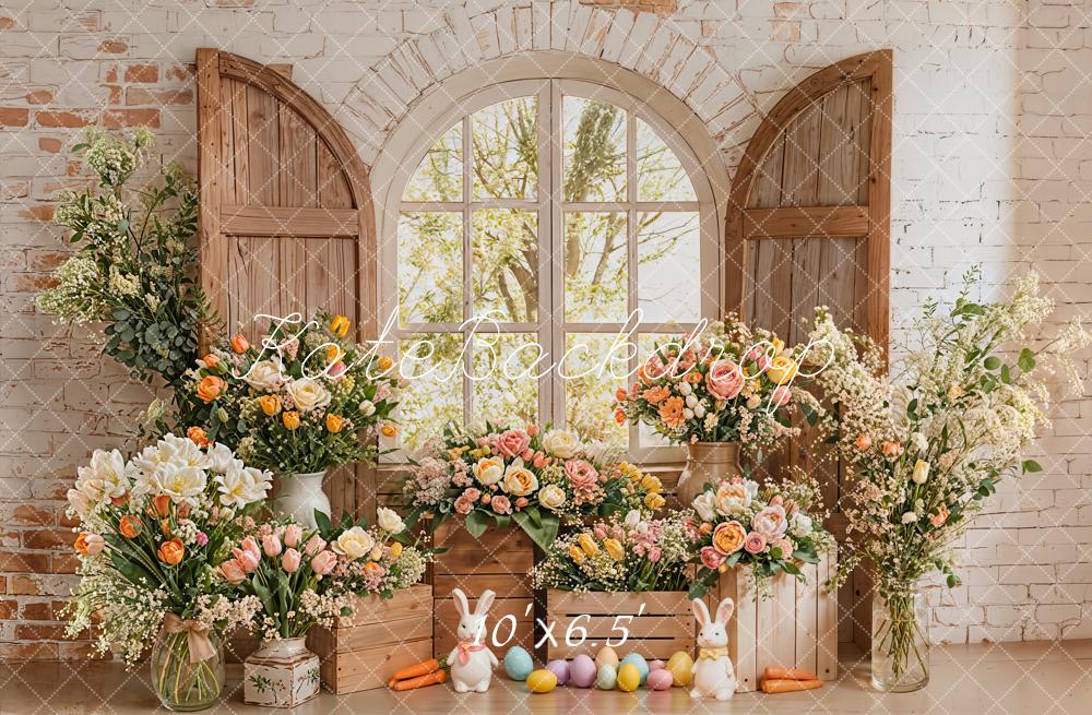 Kate Easter Bunny Flower Wooden Window Backdrop Designed by Emetselch - Image 4