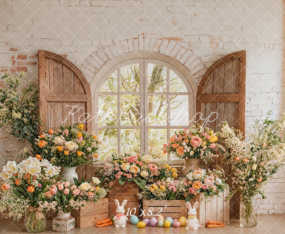 Kate Easter Bunny Flower Wooden Window Backdrop Designed by Emetselch - Image 6
