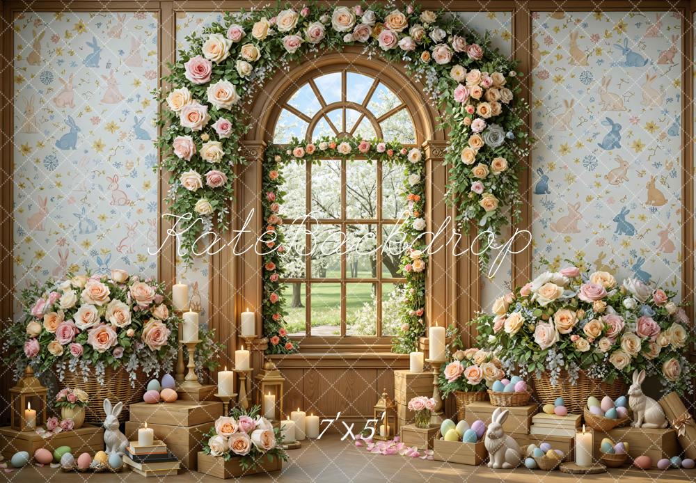 Kate Easter Bunny Flowers Candles Eggs Window Backdrop Designed by Mini MakeBelieve