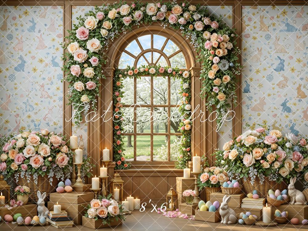 Kate Easter Bunny Flowers Candles Eggs Window Backdrop Designed by Mini MakeBelieve - Image 3
