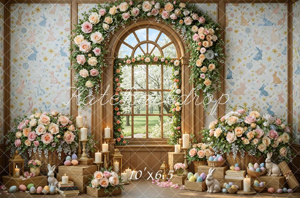 Kate Easter Bunny Flowers Candles Eggs Window Backdrop Designed by Mini MakeBelieve - Image 4