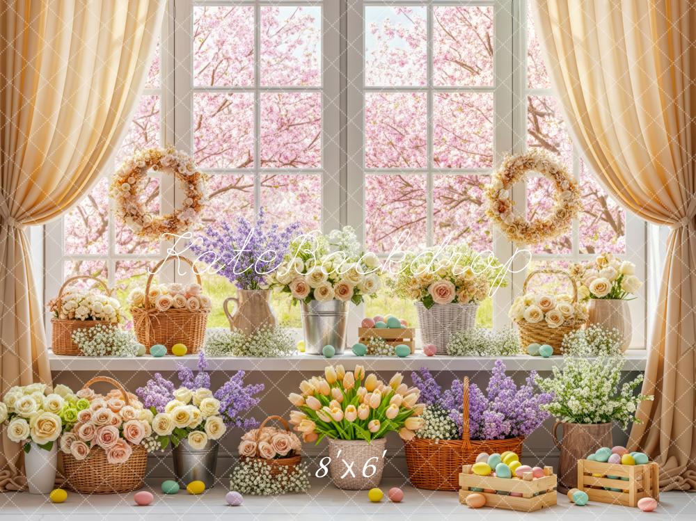 Kate Easter Bunny Flowers Eggs Window Backdrop Designed by Patty Robert - Image 3