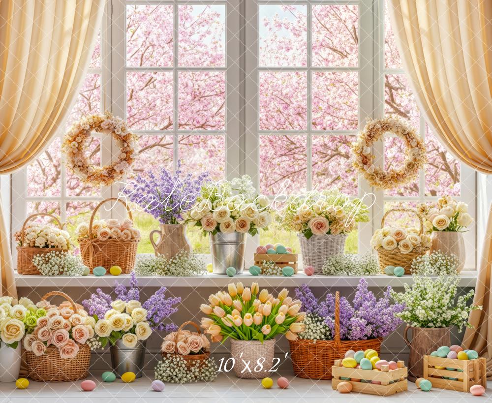 Kate Easter Bunny Flowers Eggs Window Backdrop Designed by Patty Robert - Image 6