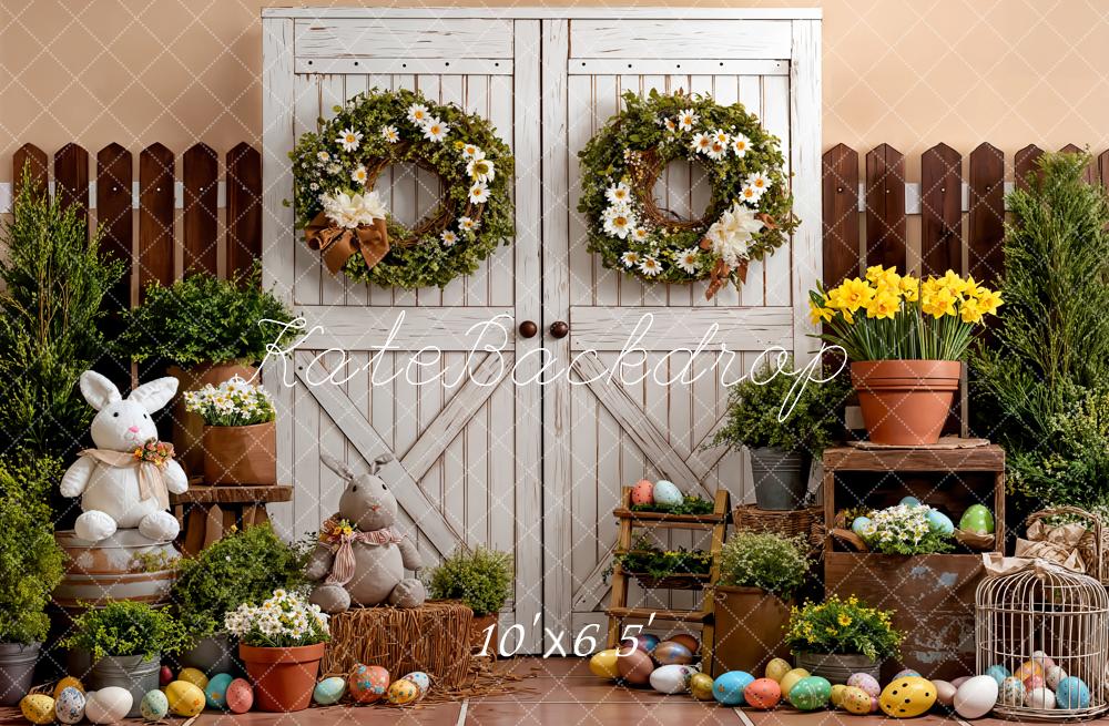 Kate Easter Bunny Floral Eggs Wreaths Backdrop Designed by Emetselch - Image 4